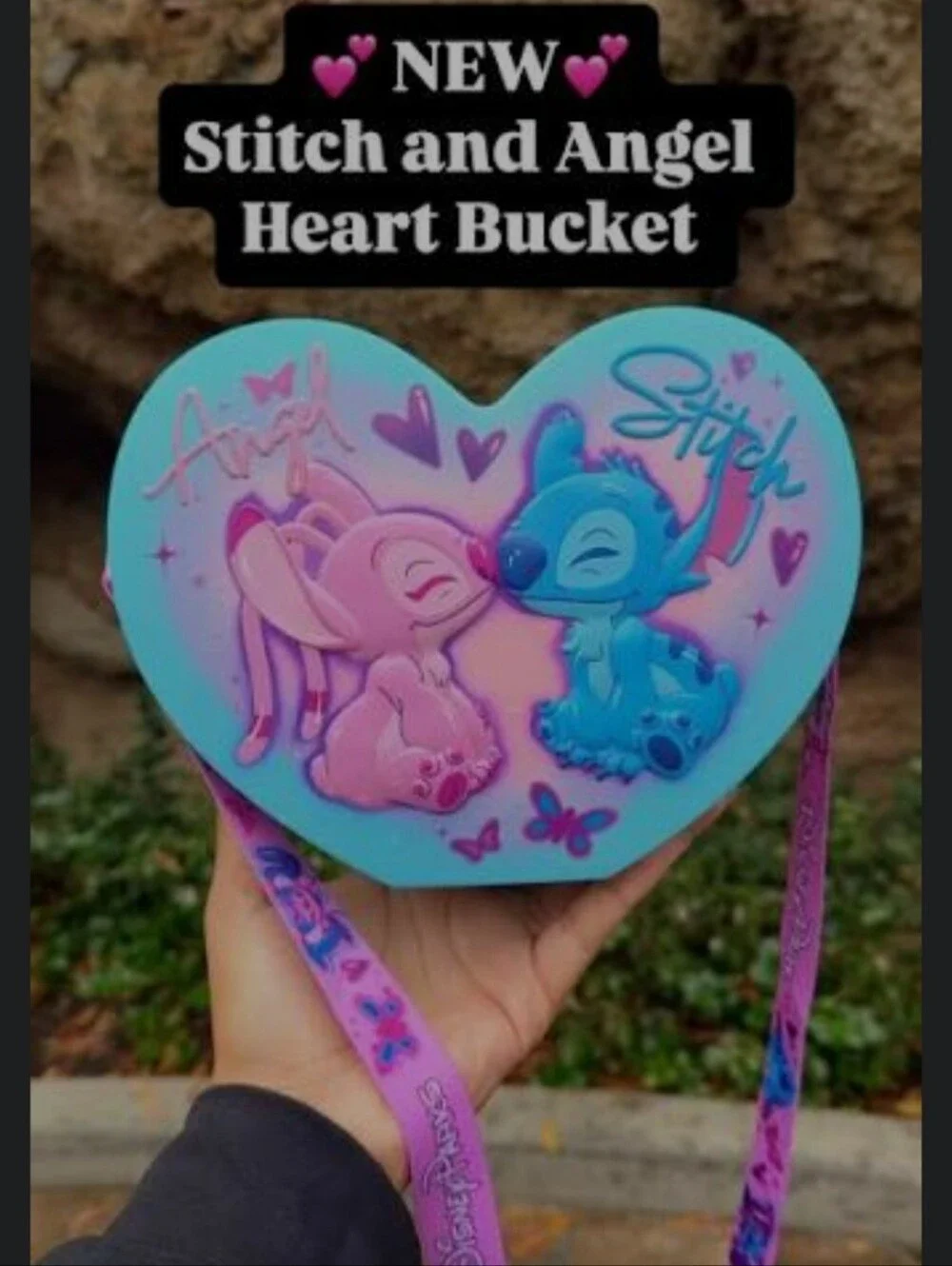 Disney Heart-Shaped Stitch & Angel Crossbody Bag – Teal & Pink